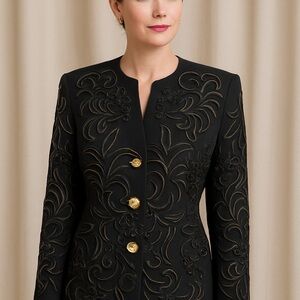 Felice women’s Elegant Black Blazer with Gold Detailing size 16